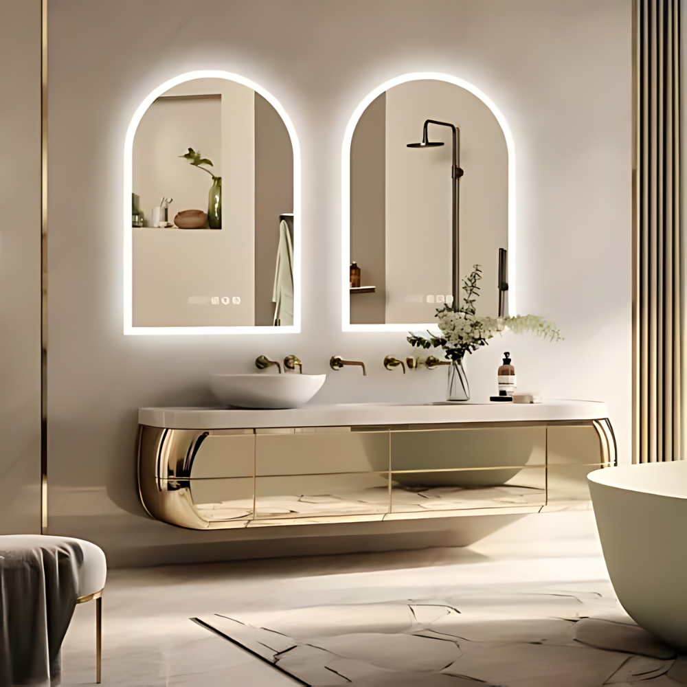 Chic Backlit Bathroom Vanity Mirror with Time and Temperature Display - The Grand Bazaar of Australia