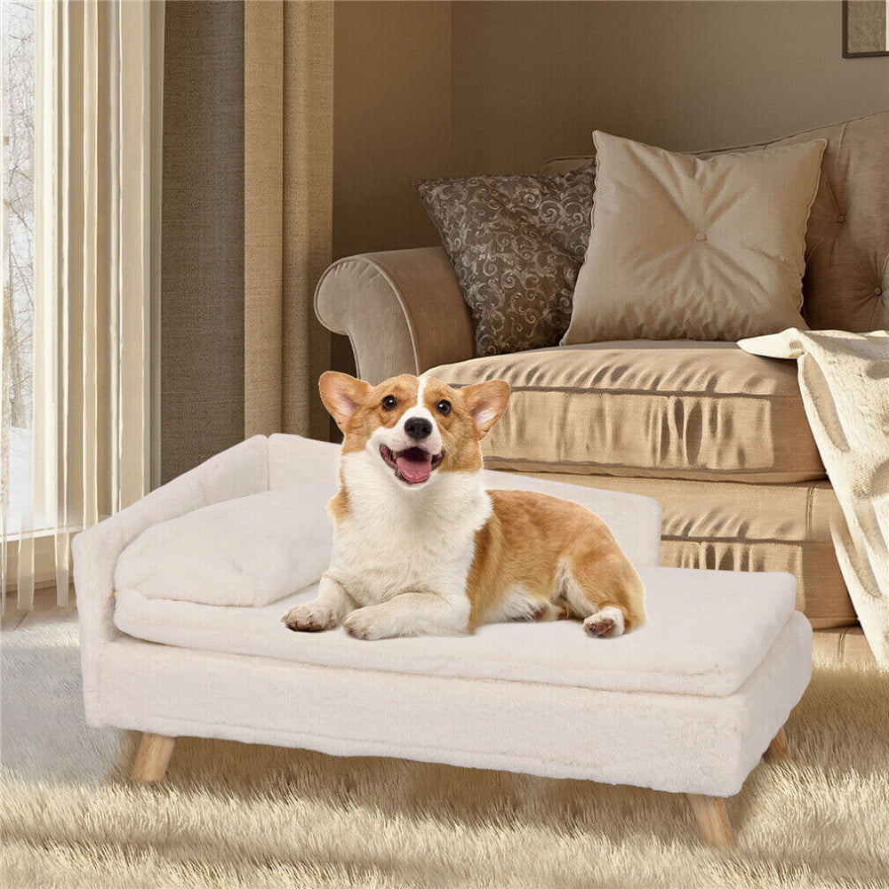 Cozy L Shape Pet Sofa Bed with Cushion and Wooden Legs - The Grand Bazaar of Australia