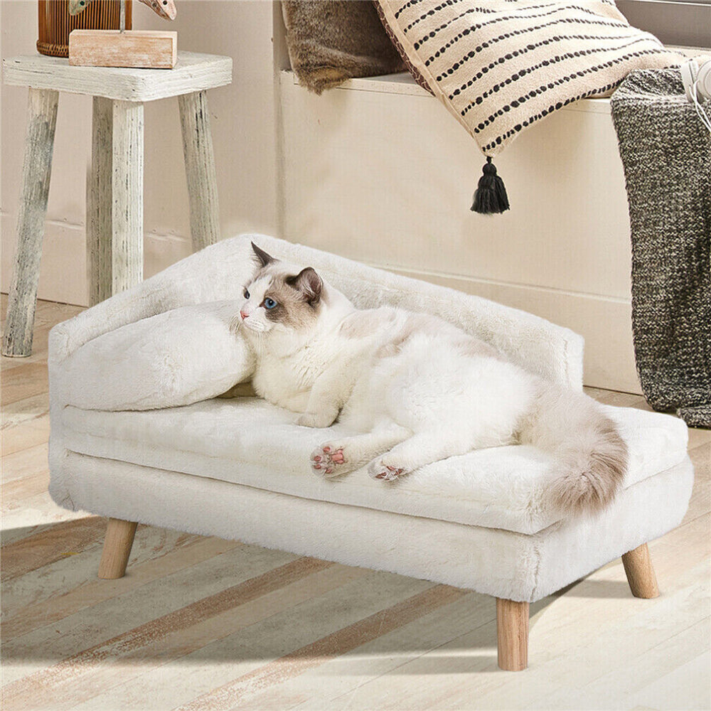 Cozy L Shape Pet Sofa Bed with Cushion and Wooden Legs - The Grand Bazaar of Australia
