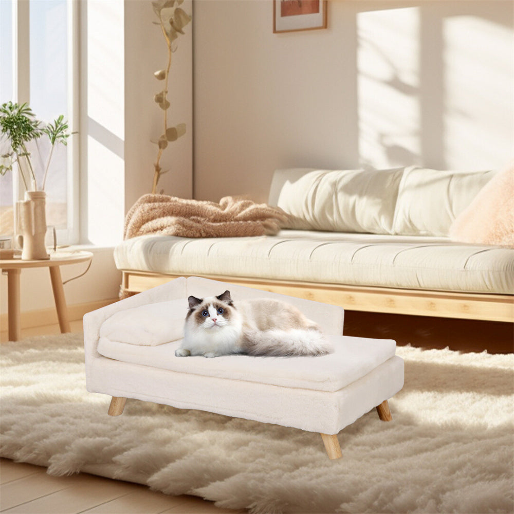 Cozy L Shape Pet Sofa Bed with Cushion and Wooden Legs - The Grand Bazaar of Australia