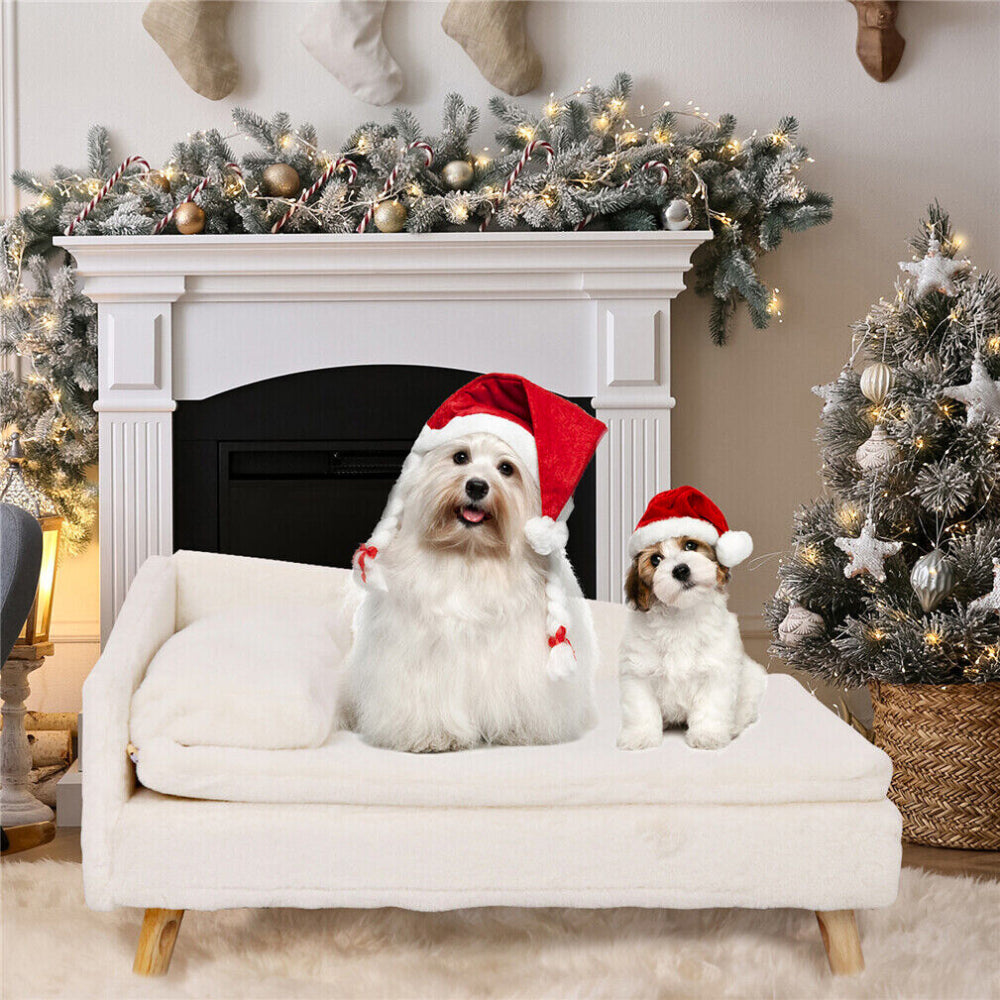 Cozy L Shape Pet Sofa Bed with Cushion and Wooden Legs - The Grand Bazaar of Australia