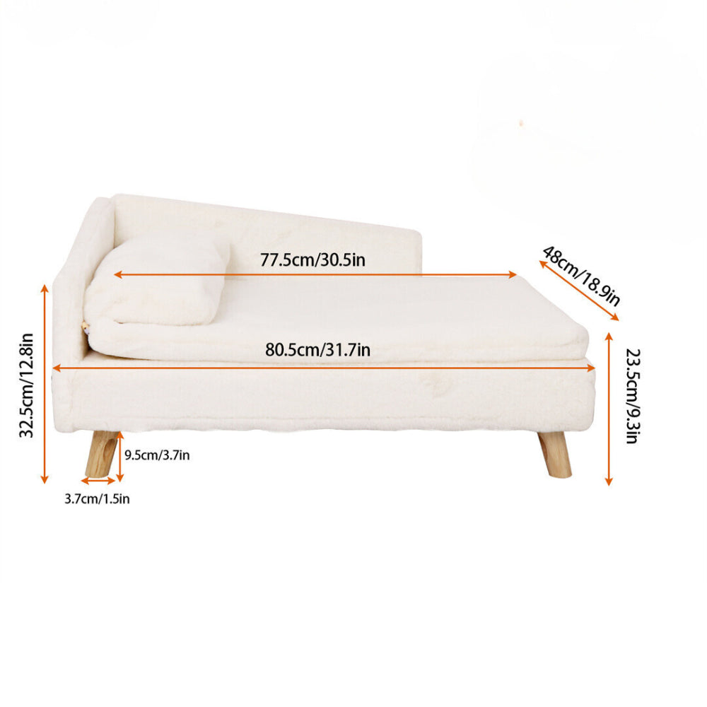 Cozy L Shape Pet Sofa Bed with Cushion and Wooden Legs - The Grand Bazaar of Australia