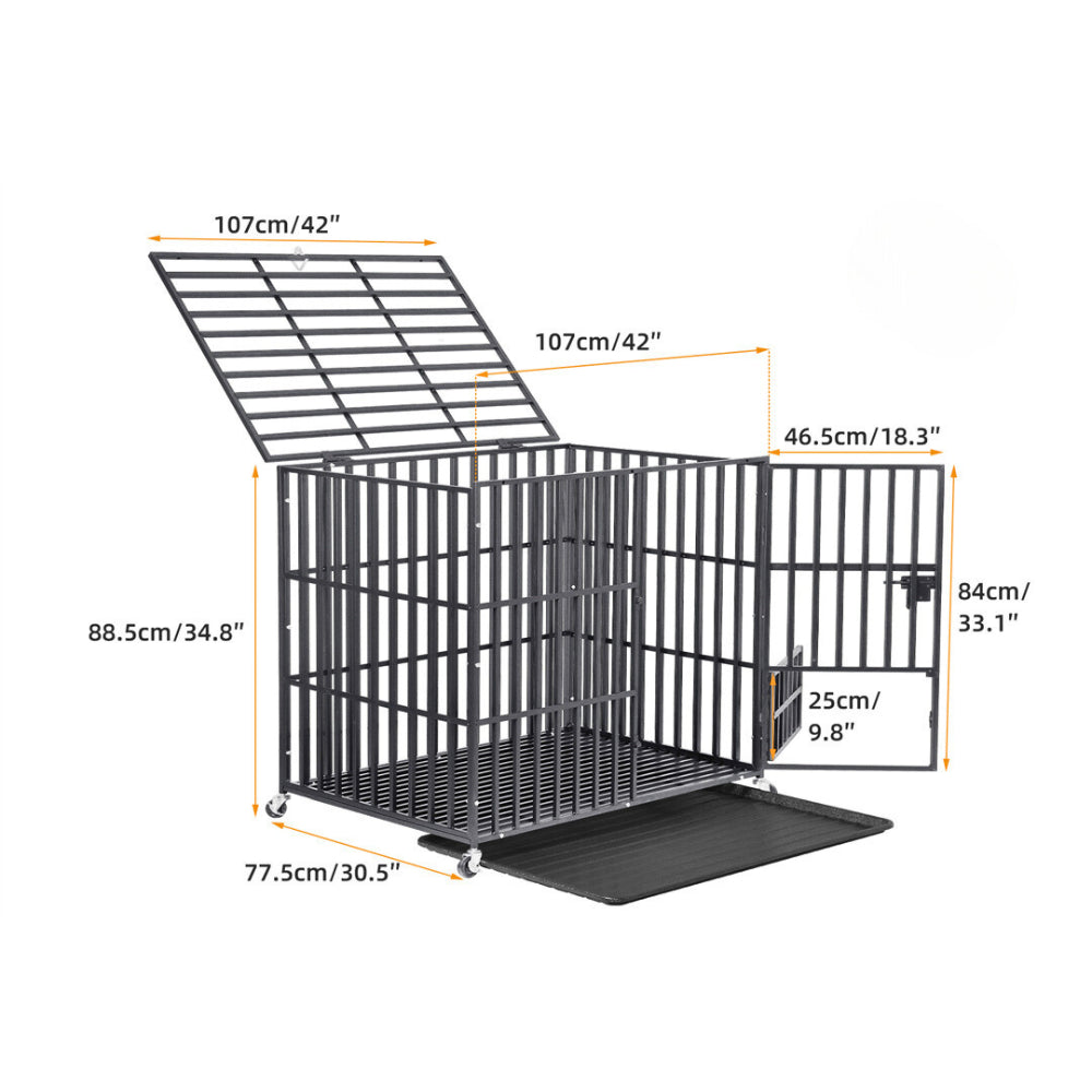 Mobile Heavy Duty Dog Crate with 3 Doors and Bottom Tray - The Grand Bazaar of Australia