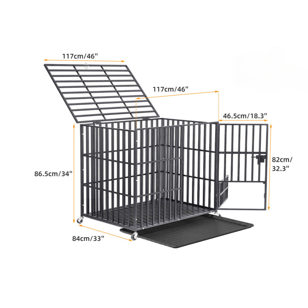 Mobile Heavy Duty Dog Crate with 3 Doors and Bottom Tray - The Grand Bazaar of Australia