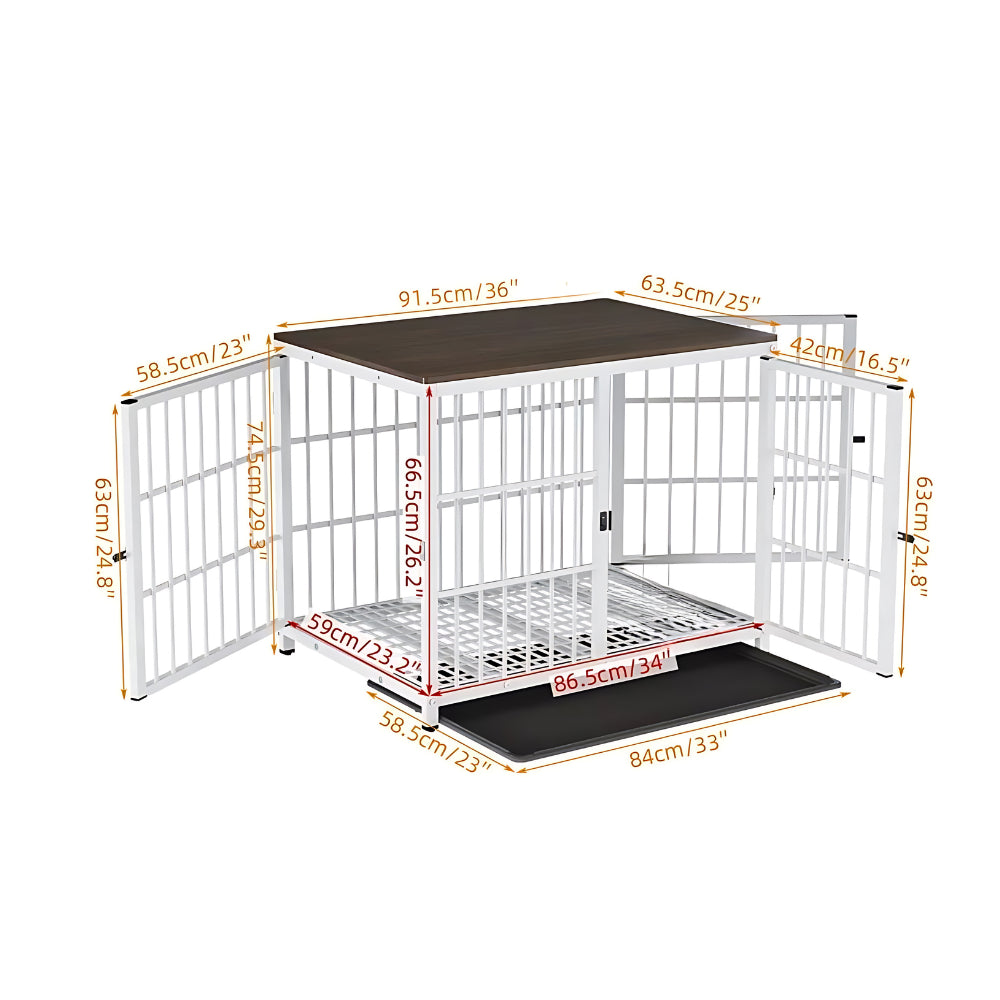3-Door Dog Furniture Style Dog Crate End Table Pet Kennel with Removable Tray - The Grand Bazaar of Australia