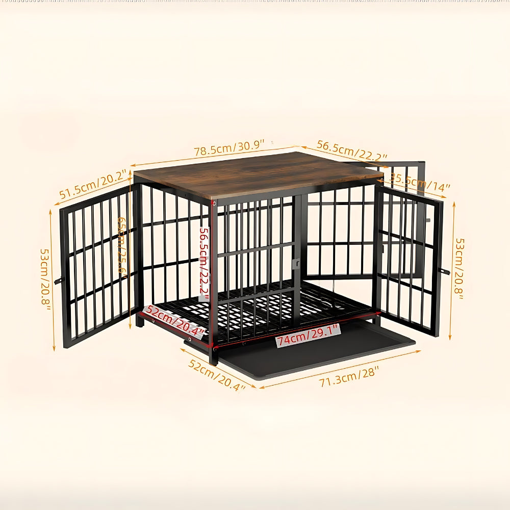 3-Door Dog Furniture Style Dog Crate End Table Pet Kennel with Removable Tray - The Grand Bazaar of Australia