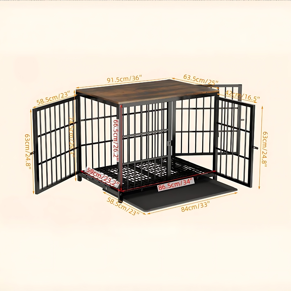 3-Door Dog Furniture Style Dog Crate End Table Pet Kennel with Removable Tray - The Grand Bazaar of Australia