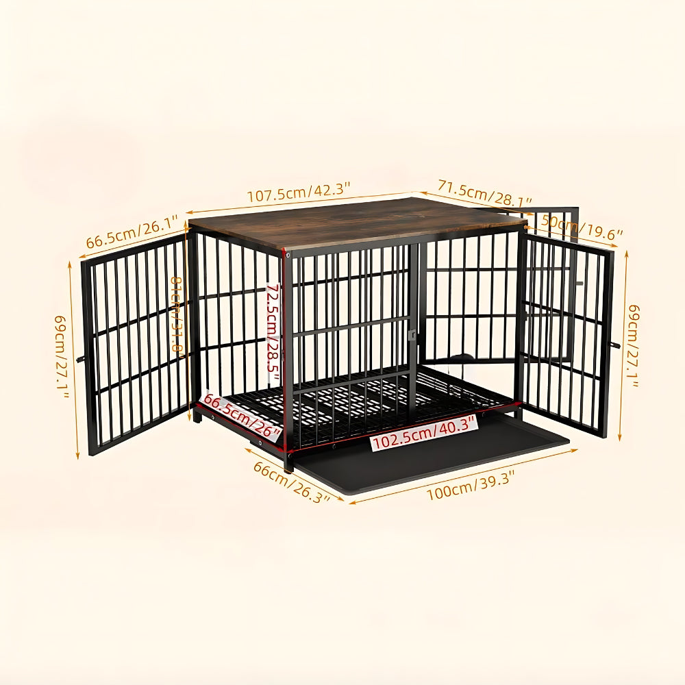 3-Door Dog Furniture Style Dog Crate End Table Pet Kennel with Removable Tray - The Grand Bazaar of Australia