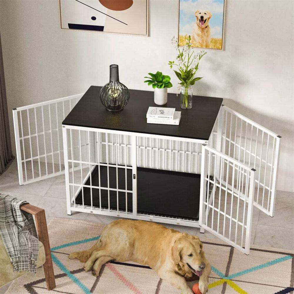 3-Door Dog Furniture Style Dog Crate End Table Pet Kennel with Removable Tray - The Grand Bazaar of Australia