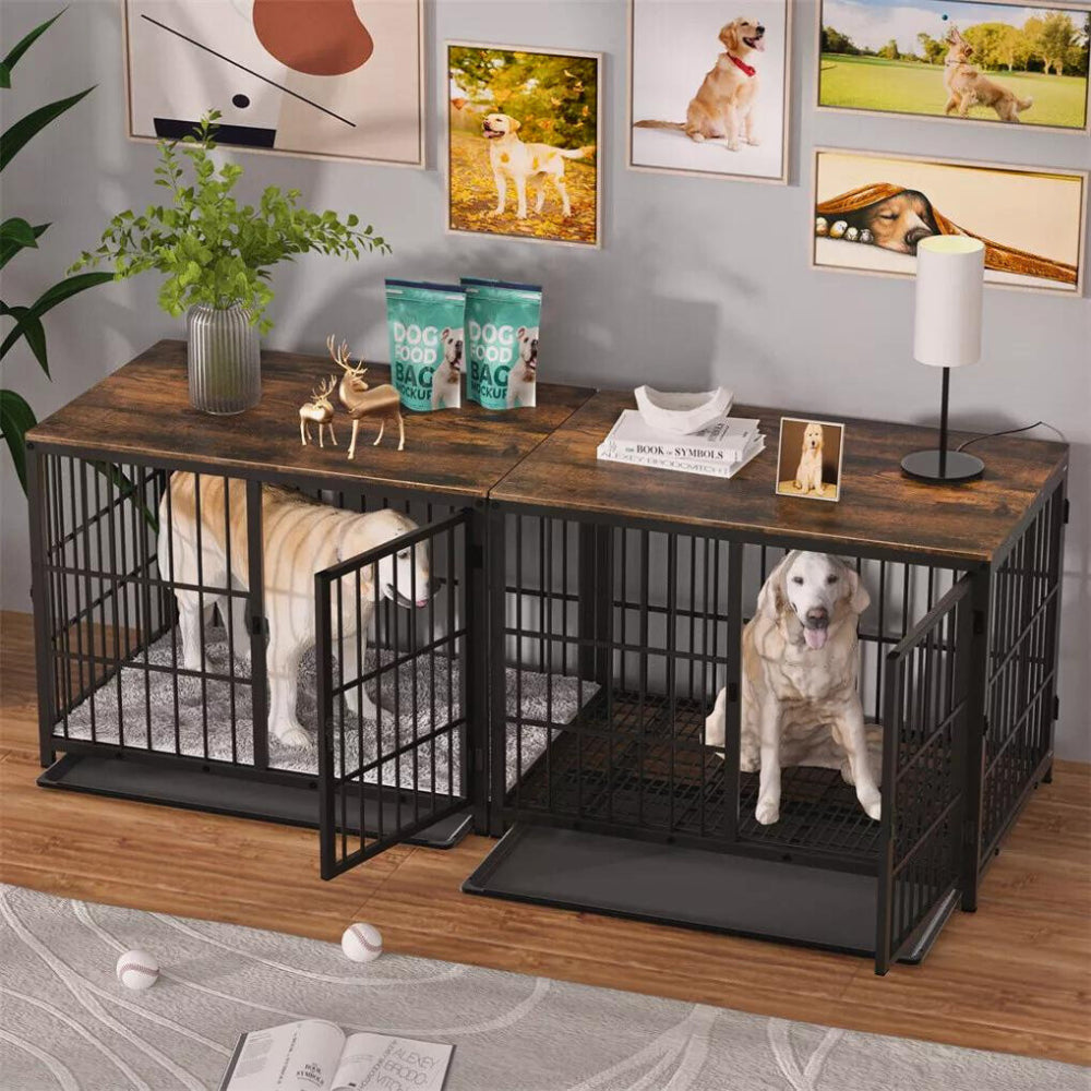 3-Door Dog Furniture Style Dog Crate End Table Pet Kennel with Removable Tray - The Grand Bazaar of Australia