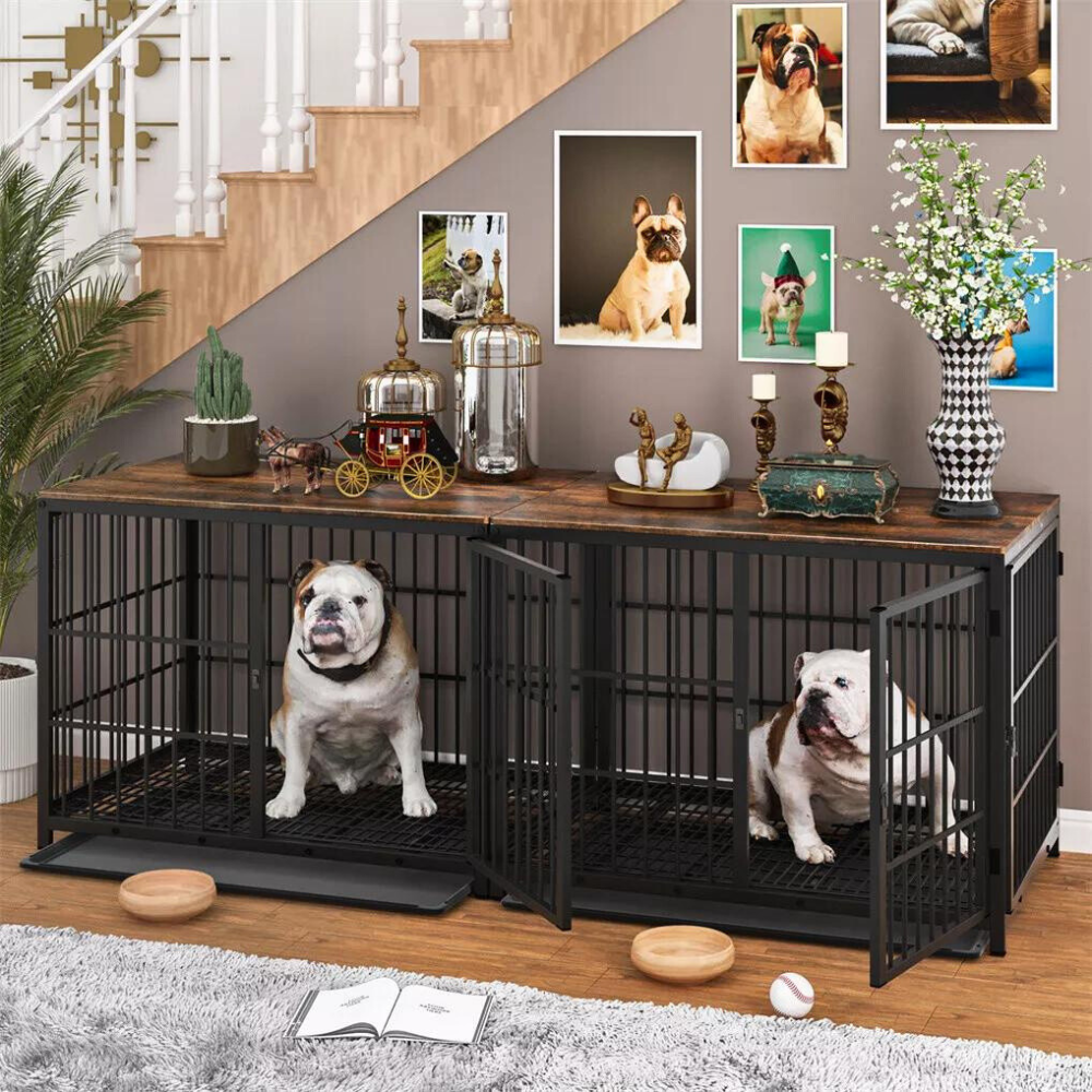 3-Door Dog Furniture Style Dog Crate End Table Pet Kennel with Removable Tray - The Grand Bazaar of Australia