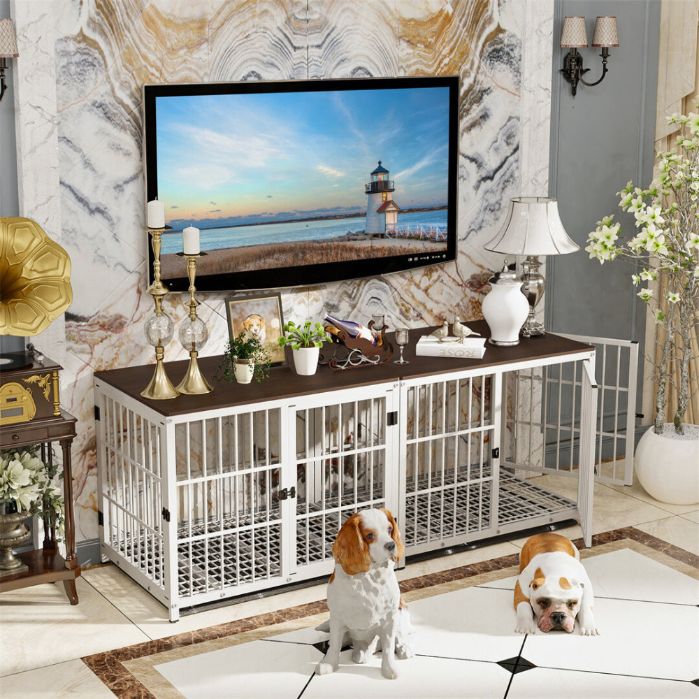3-Door Dog Furniture Style Dog Crate End Table Pet Kennel with Removable Tray - The Grand Bazaar of Australia