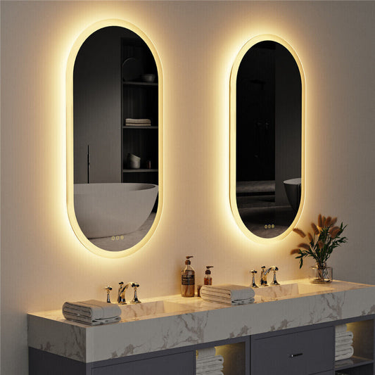 LED Backlit Bathroom Mirror - Touch Sensor, 3 Color Dimmable, Defog Function - The Grand Bazaar of Australia