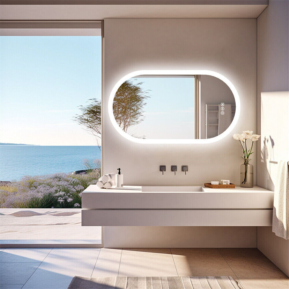 LED Backlit Bathroom Mirror - Touch Sensor, 3 Color Dimmable, Defog Function - The Grand Bazaar of Australia