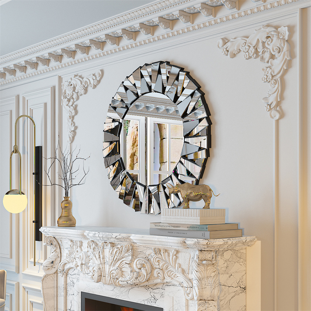 Stunning 32 Silver Round Wall Mirror - The Grand Bazaar of Australia