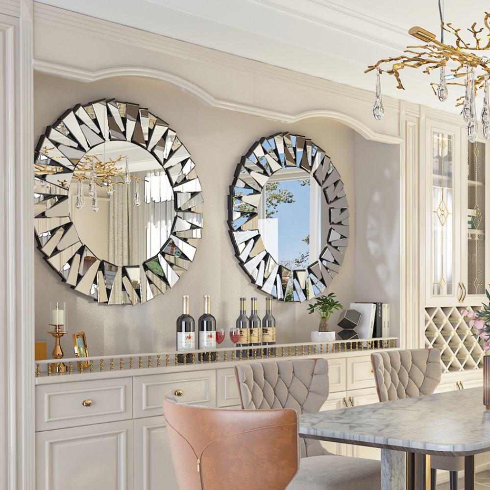 Stunning 32 Silver Round Wall Mirror - The Grand Bazaar of Australia