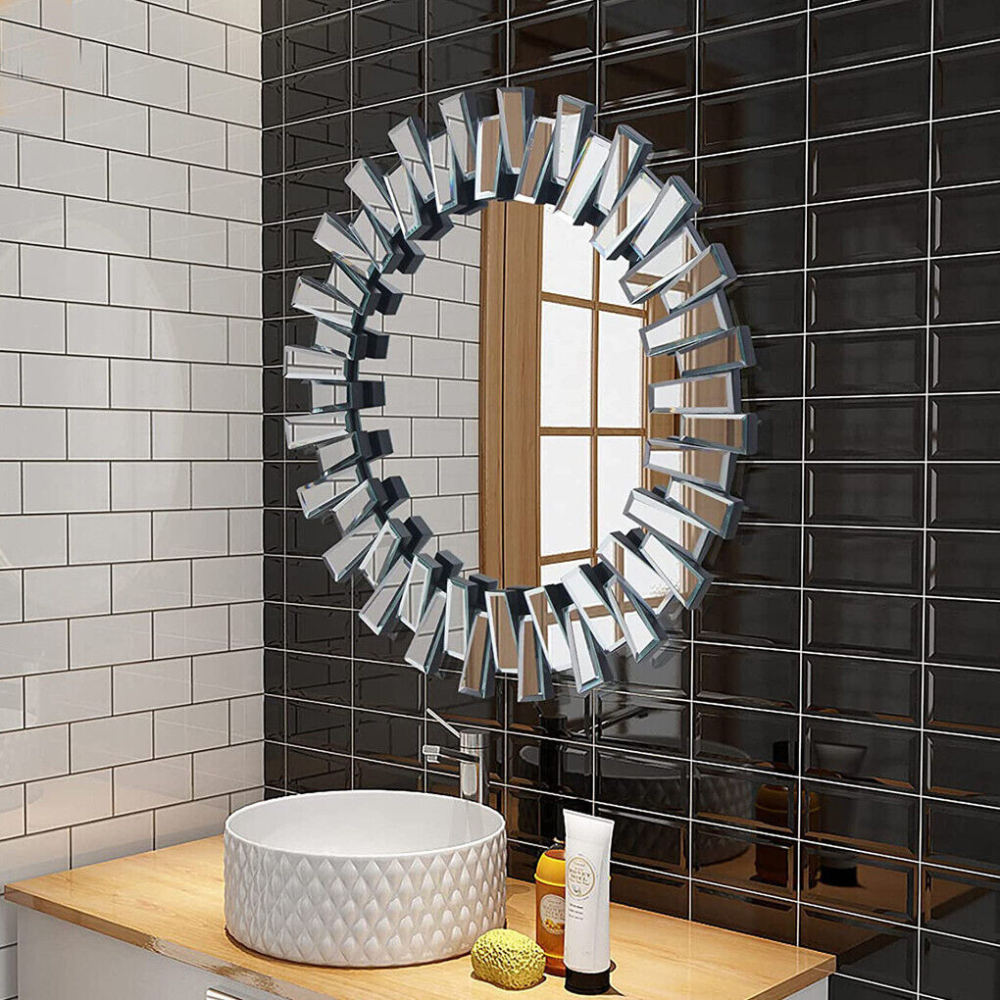 Stunning 32 Silver Round Wall Mirror - The Grand Bazaar of Australia