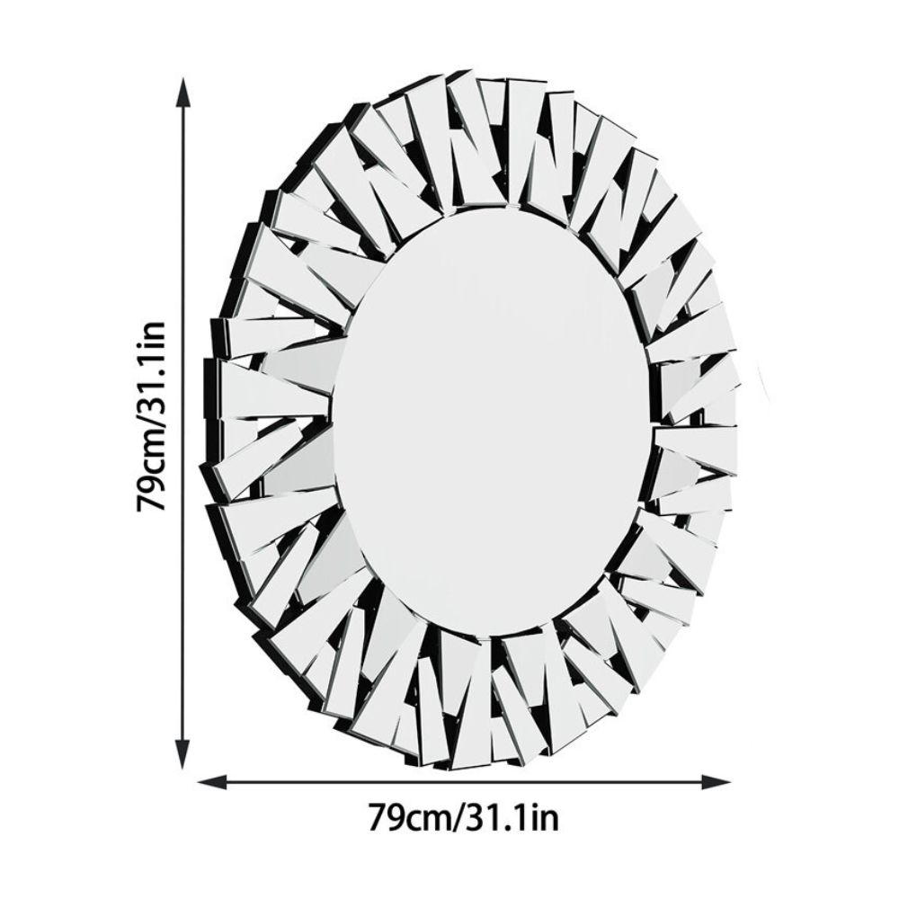 Stunning 32 Silver Round Wall Mirror - The Grand Bazaar of Australia