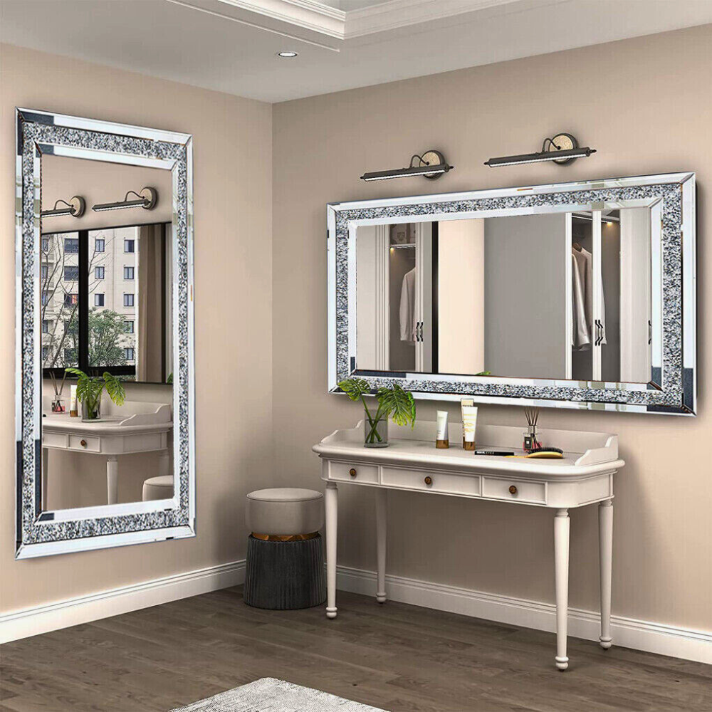 Sparkly Wall Mounted Crystal Diamond Vanity Mirror - The Grand Bazaar of Australia