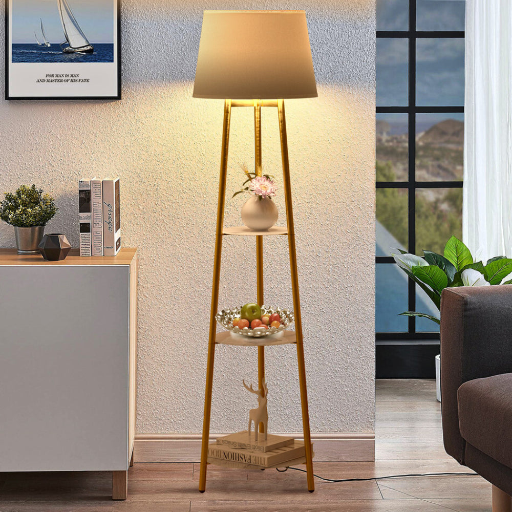 Tall Floor Lamp with 3-Tier Marble Shelves - The Grand Bazaar of Australia