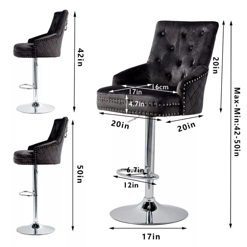 Velvet Swivel Bar Stools with Luxurious Upholstery and Lion Knocker Detail - The Grand Bazaar of Australia