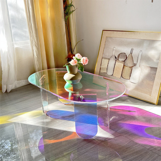 Shatterproof Iridescent Clear Acrylic Coffee Table - The Grand Bazaar of Australia