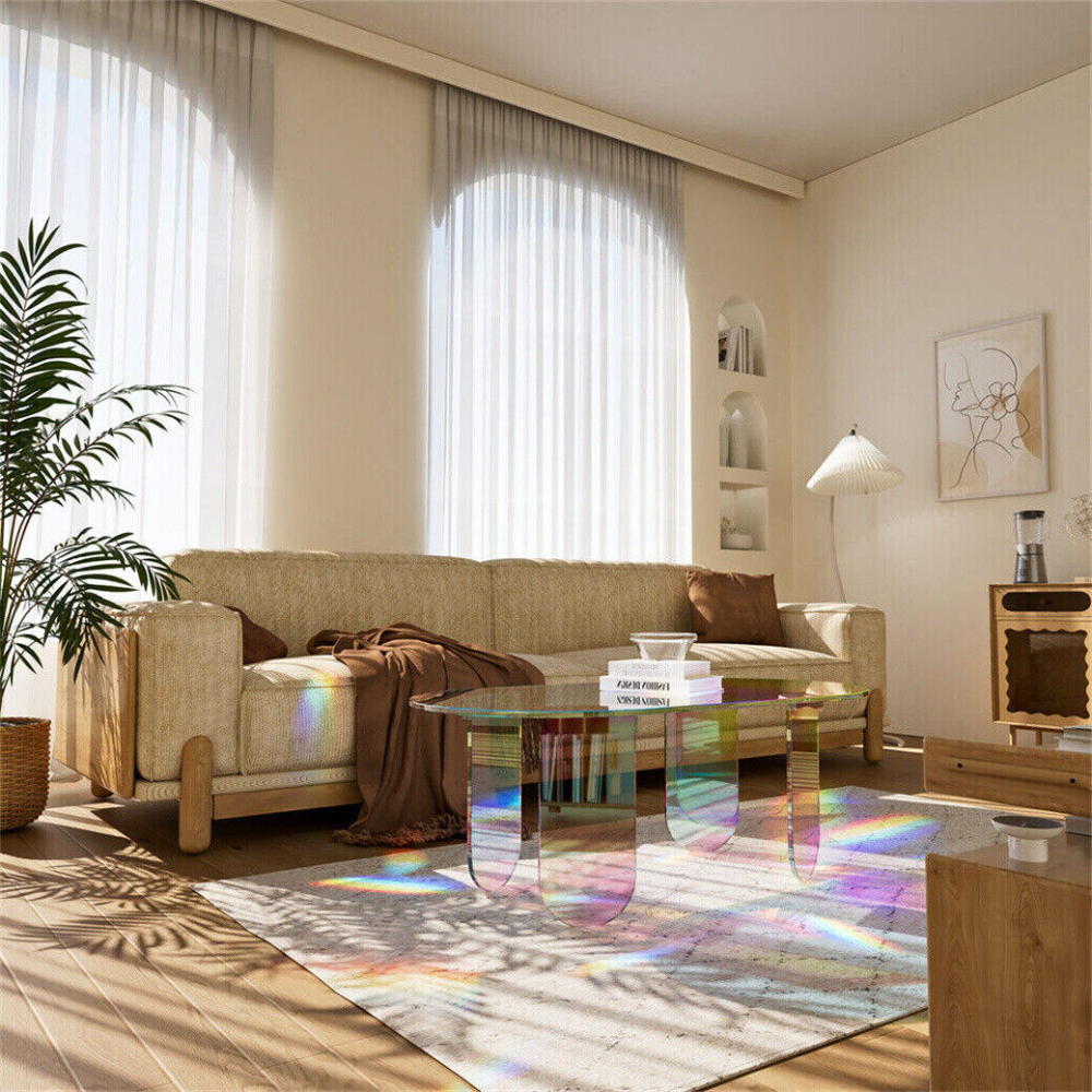 Shatterproof Iridescent Clear Acrylic Coffee Table - The Grand Bazaar of Australia