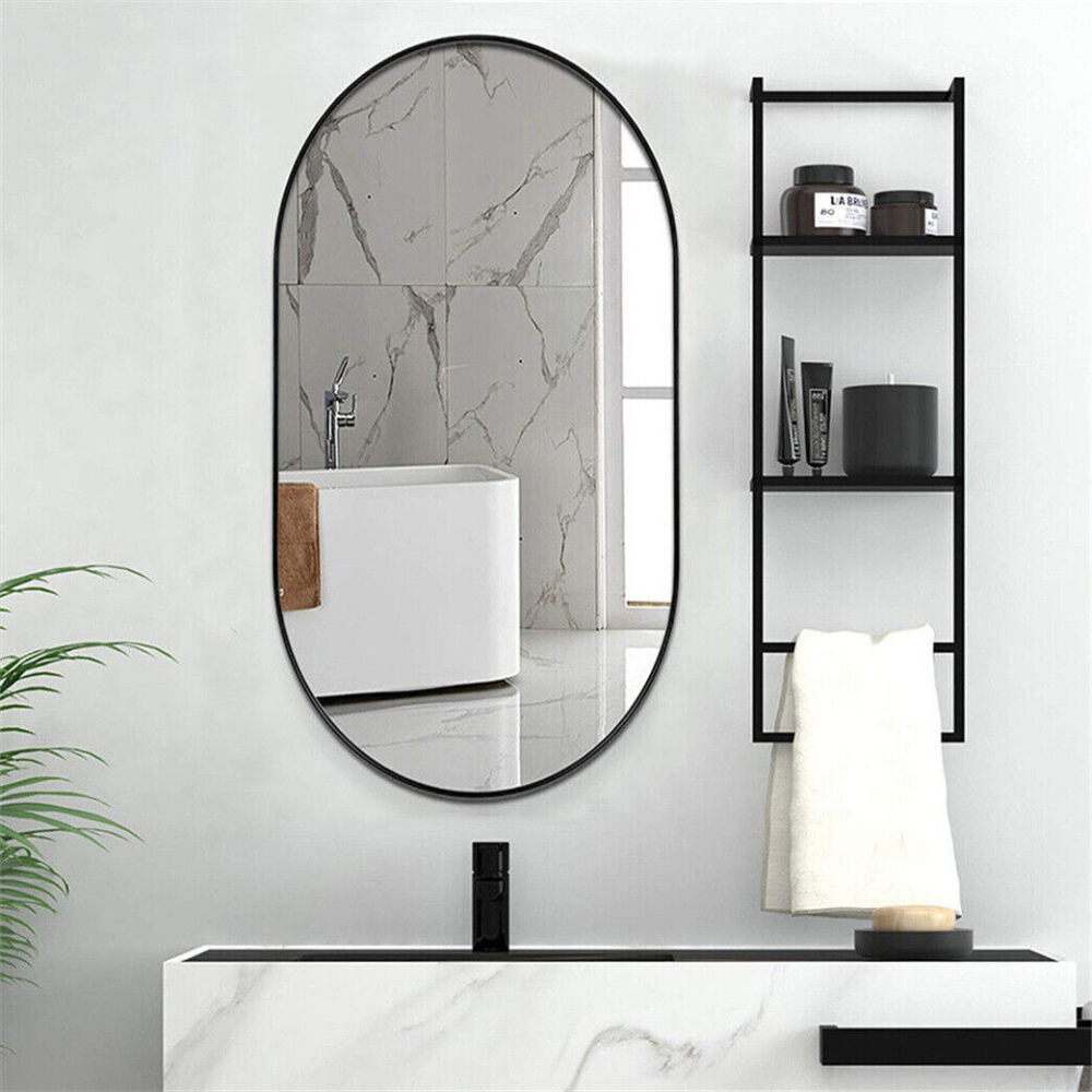 Stunning Oval Black Metal Wall Mirror - The Grand Bazaar of Australia