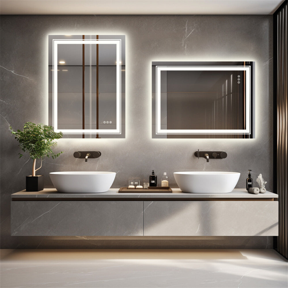 Crystal Clear Smart LED Dimmable Bathroom Mirror - Dual Lights, Defog & Waterproof - The Grand Bazaar of Australia