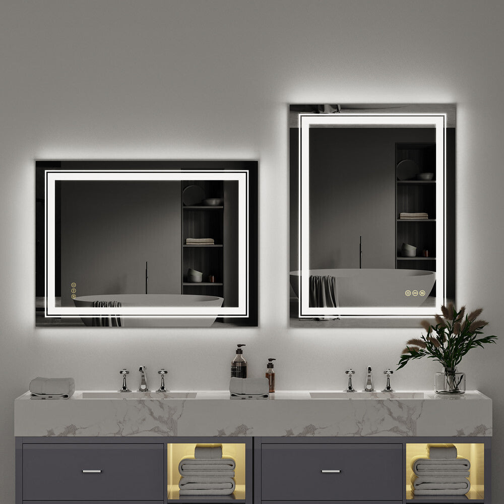 Crystal Clear Smart LED Dimmable Bathroom Mirror - Dual Lights, Defog & Waterproof - The Grand Bazaar of Australia