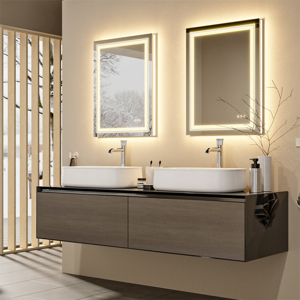 Crystal Clear Smart LED Dimmable Bathroom Mirror - Dual Lights, Defog & Waterproof - The Grand Bazaar of Australia