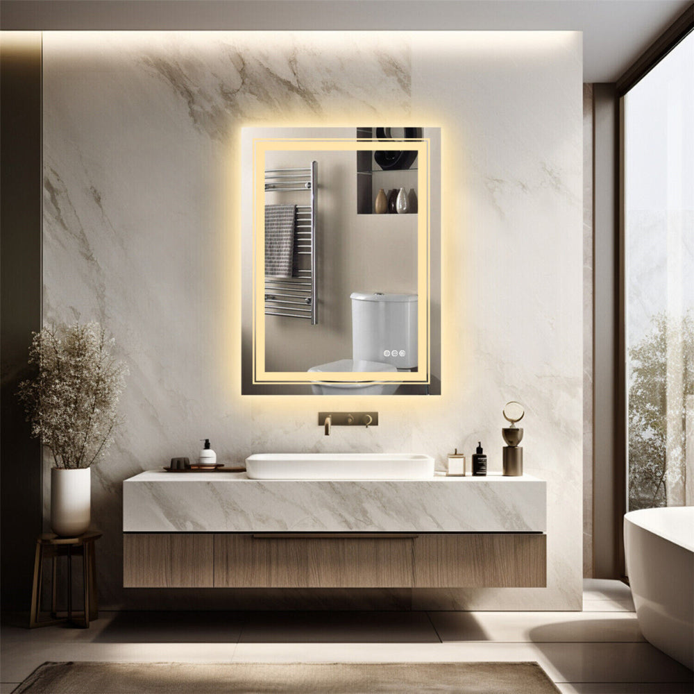 Crystal Clear Smart LED Dimmable Bathroom Mirror - Dual Lights, Defog & Waterproof - The Grand Bazaar of Australia