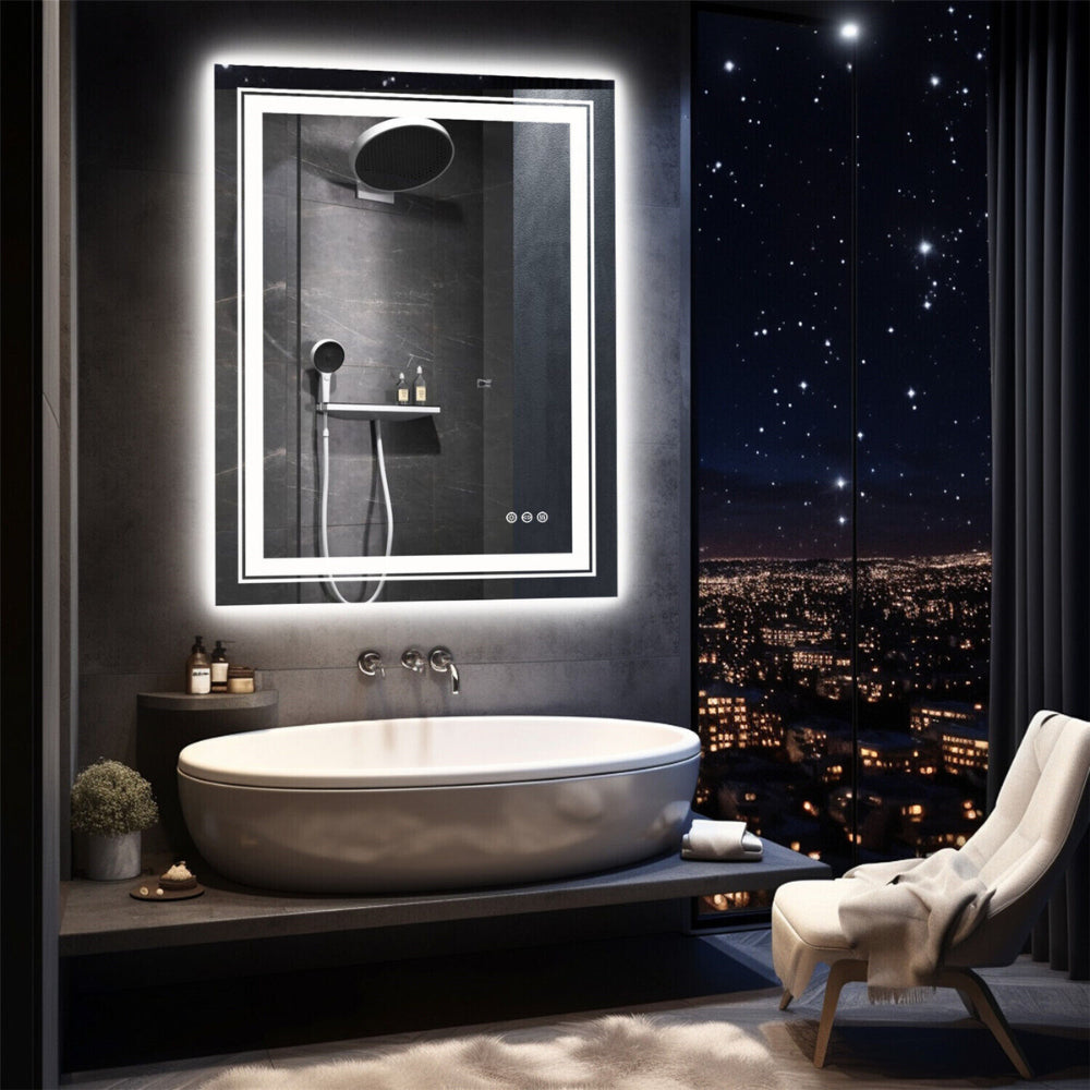 Crystal Clear Smart LED Dimmable Bathroom Mirror - Dual Lights, Defog & Waterproof - The Grand Bazaar of Australia