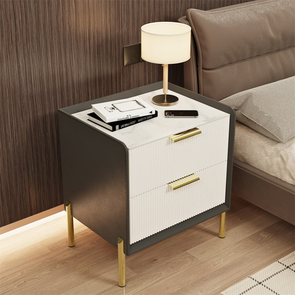 Modern White Nightstand with Storage Drawers - The Grand Bazaar of Australia