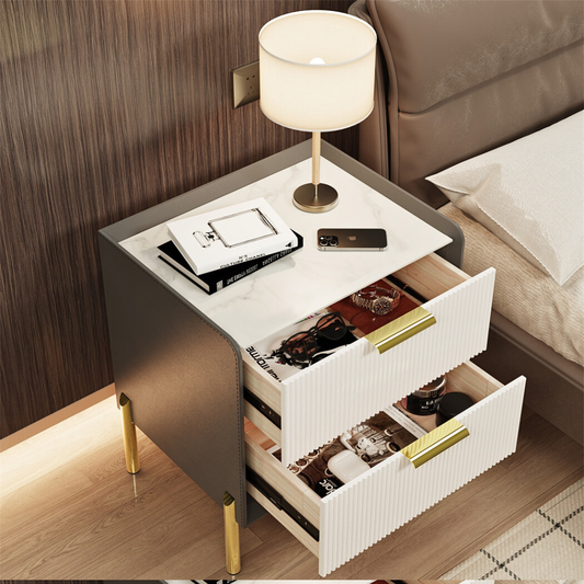 Modern White Nightstand with Storage Drawers - The Grand Bazaar of Australia