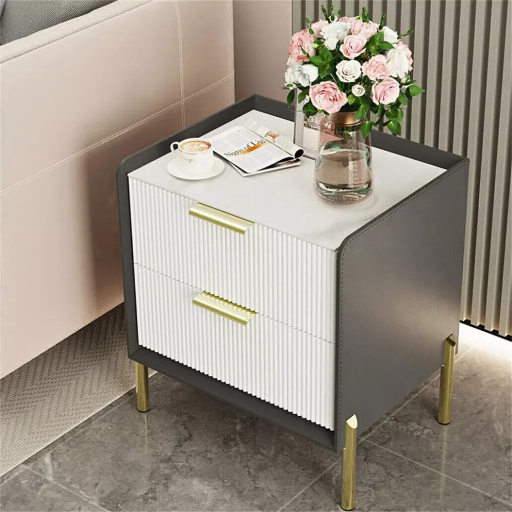 Modern White Nightstand with Storage Drawers - The Grand Bazaar of Australia