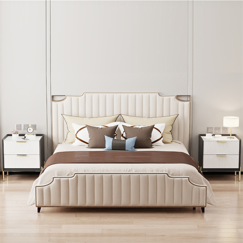 Modern White Nightstand with Storage Drawers - The Grand Bazaar of Australia