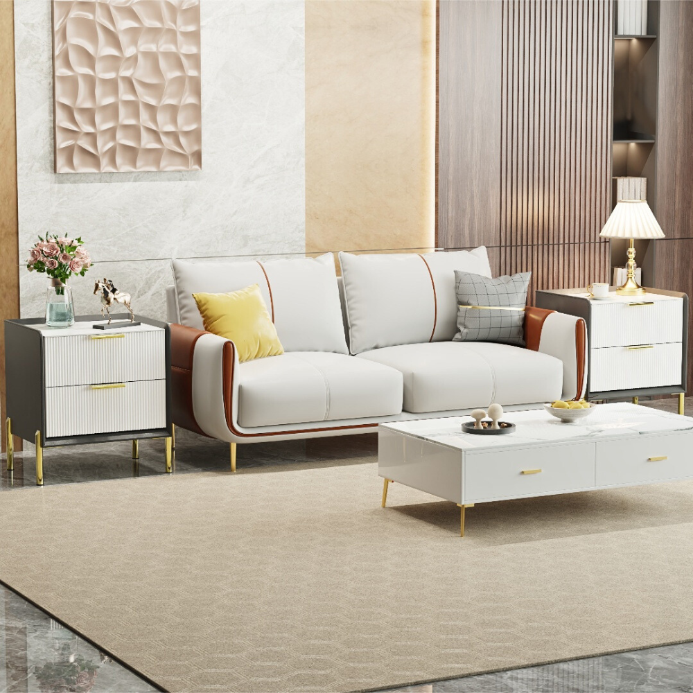 Modern White Nightstand with Storage Drawers - The Grand Bazaar of Australia