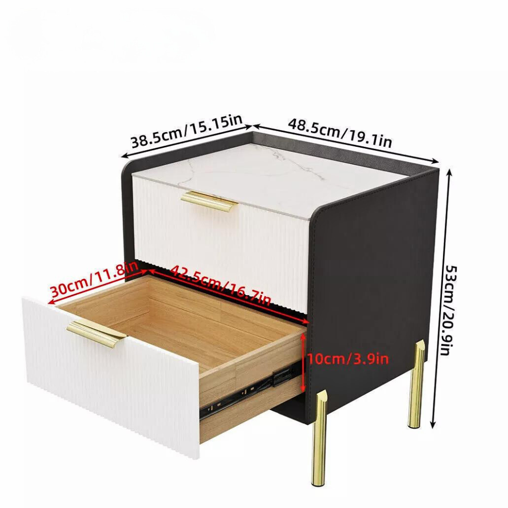 Modern White Nightstand with Storage Drawers - The Grand Bazaar of Australia