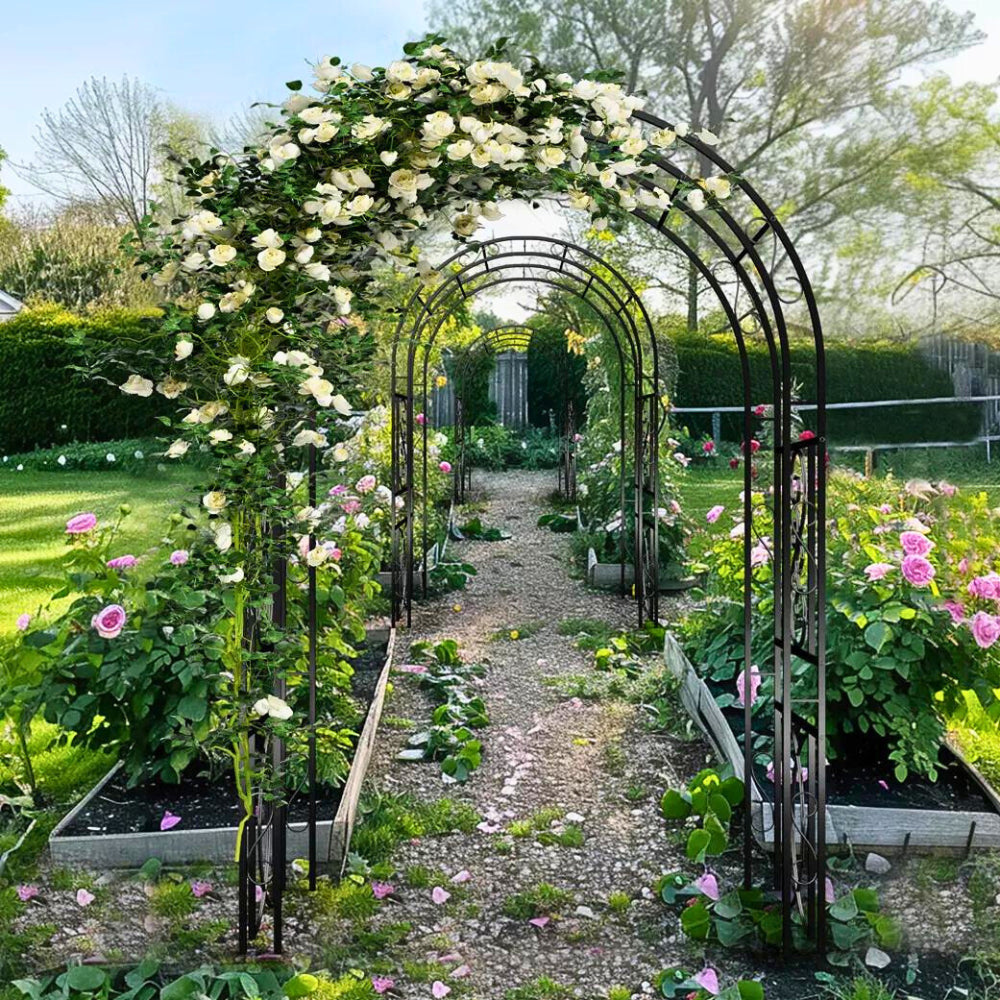 Garden Arches Outdoor Black Metal Arbor for Climbing Plants - The Grand Bazaar of Australia
