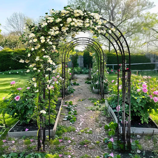 Garden Arches Outdoor Black Metal Arbor for Climbing Plants - The Grand Bazaar of Australia