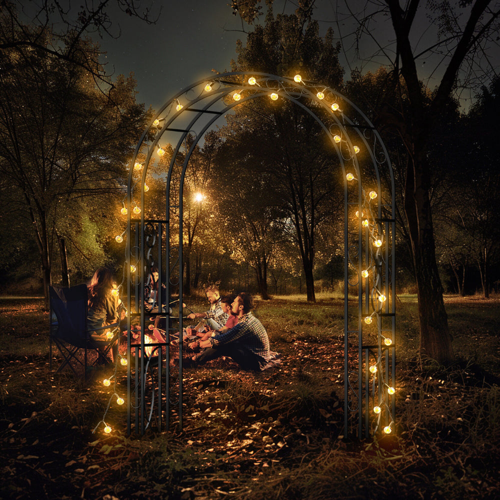 Garden Arches Outdoor Black Metal Arbor for Climbing Plants - The Grand Bazaar of Australia