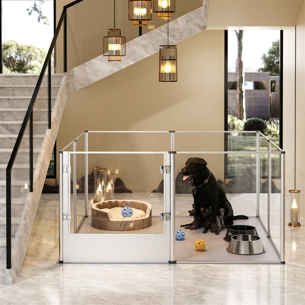 Premium Clear Acrylic Pet Whelping Pen with Waterproof Floor Pad - The Grand Bazaar of Australia