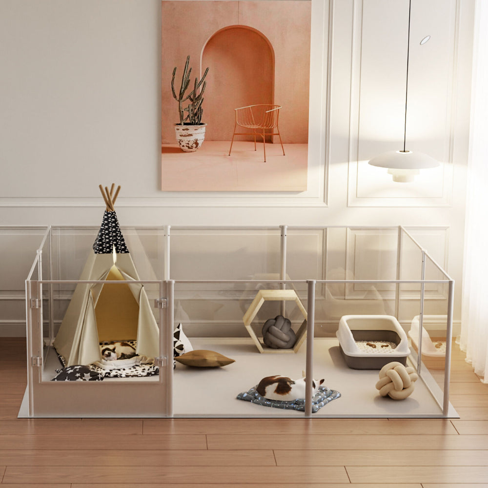 Premium Clear Acrylic Pet Whelping Pen with Waterproof Floor Pad - The Grand Bazaar of Australia
