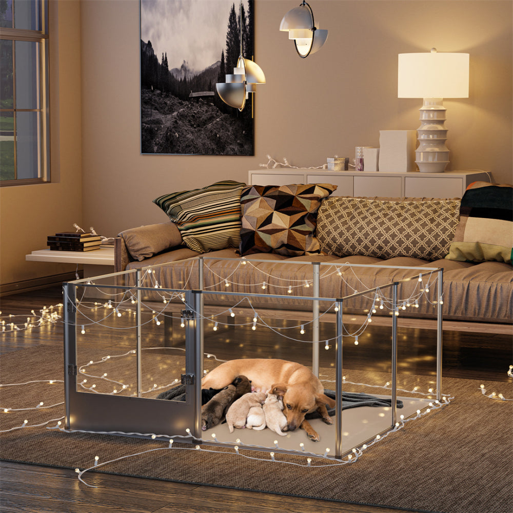 Premium Clear Acrylic Pet Whelping Pen with Waterproof Floor Pad - The Grand Bazaar of Australia
