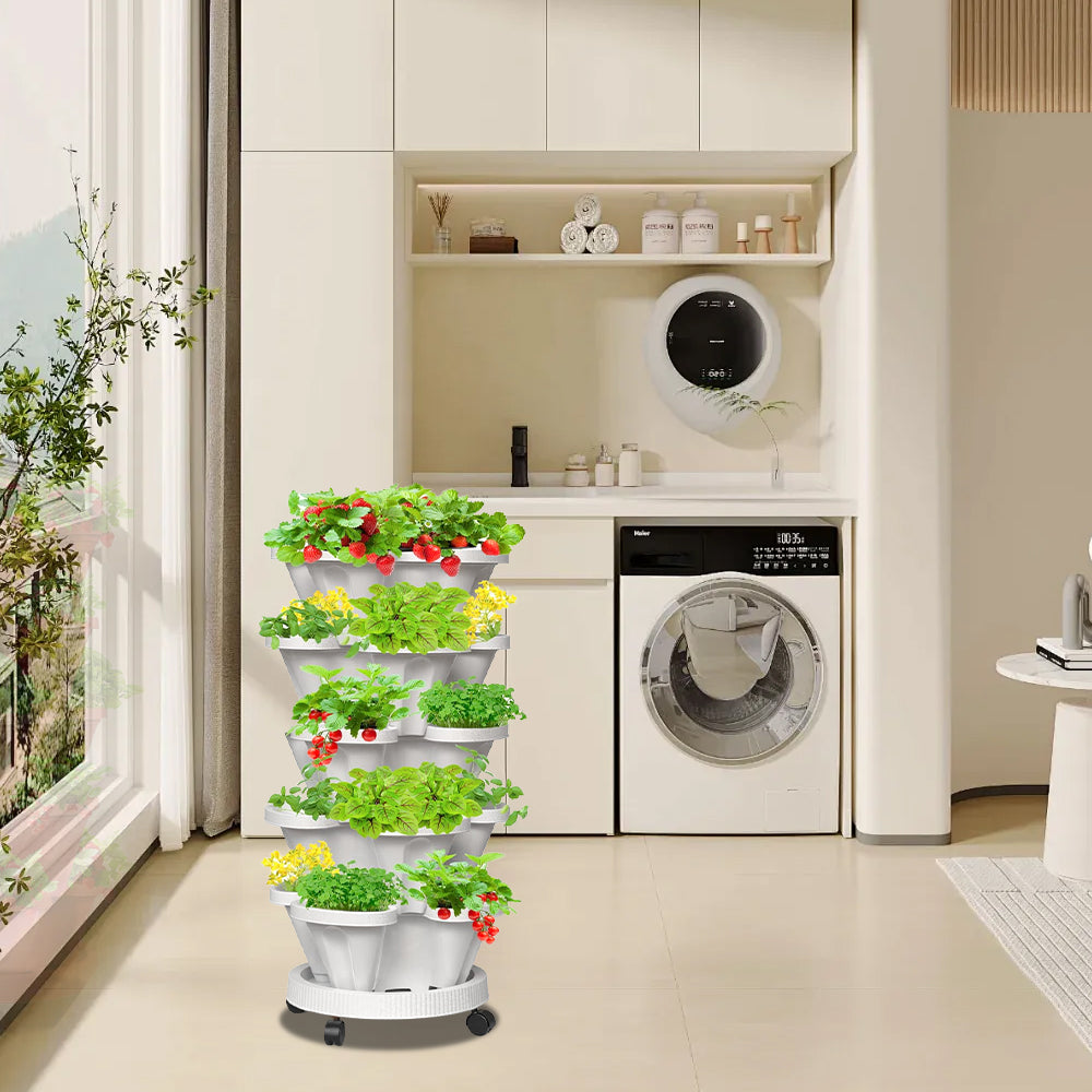 GREENHAVEN 5-Tier Stackable Planter, Indoor and Outdoor Gardening Planter with Removable Wheels and Tools - The Grand Bazaar of Australia