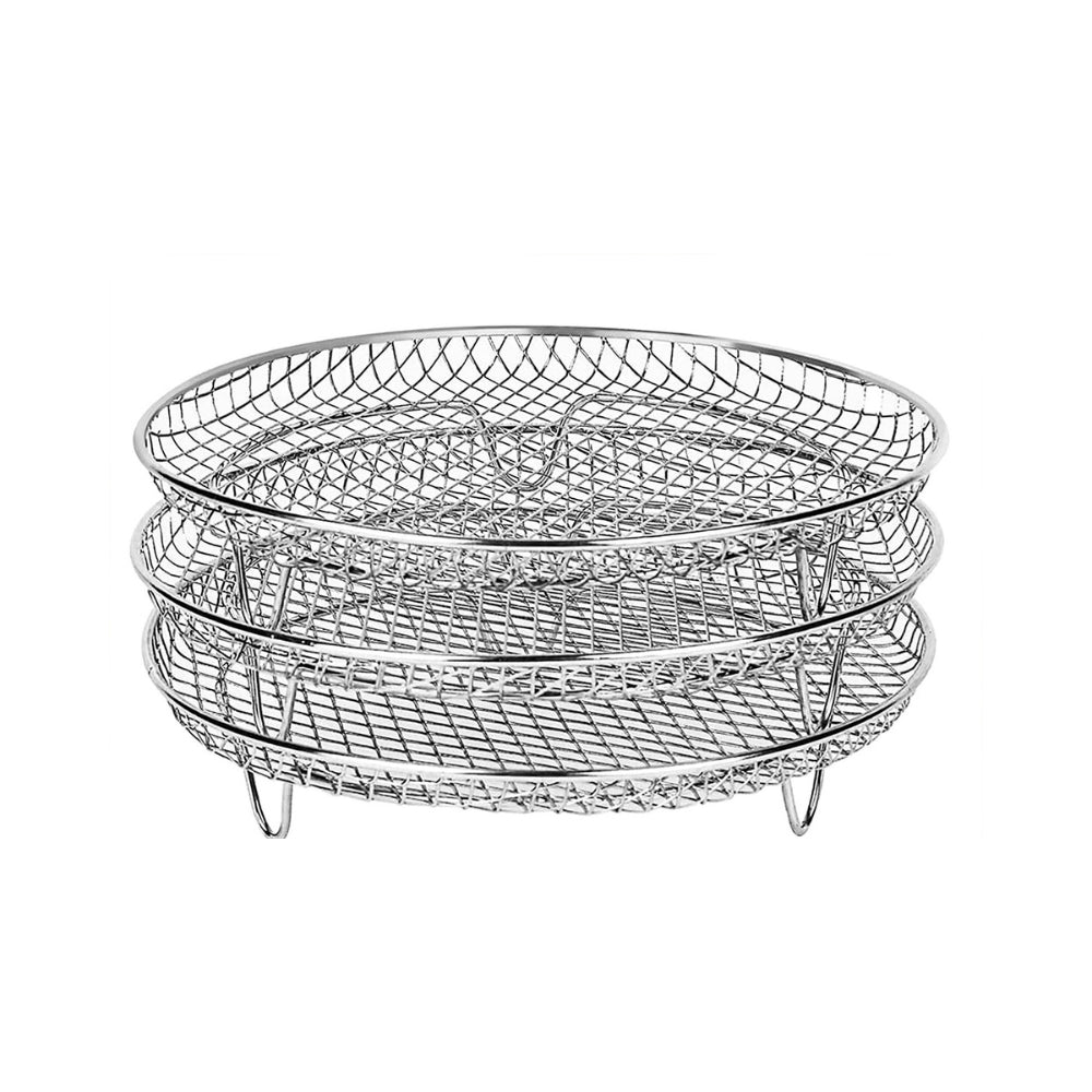 3 Layers Air Fryer Rack Stackable Grilling Rack Stainless Steel - The Grand Bazaar of Australia