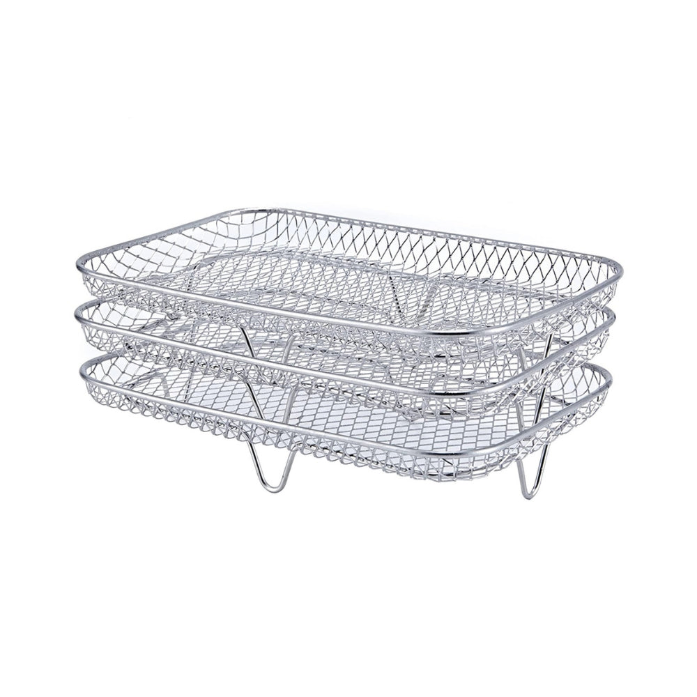 3 Layers Air Fryer Rack Stackable Grilling Rack Stainless Steel - The Grand Bazaar of Australia