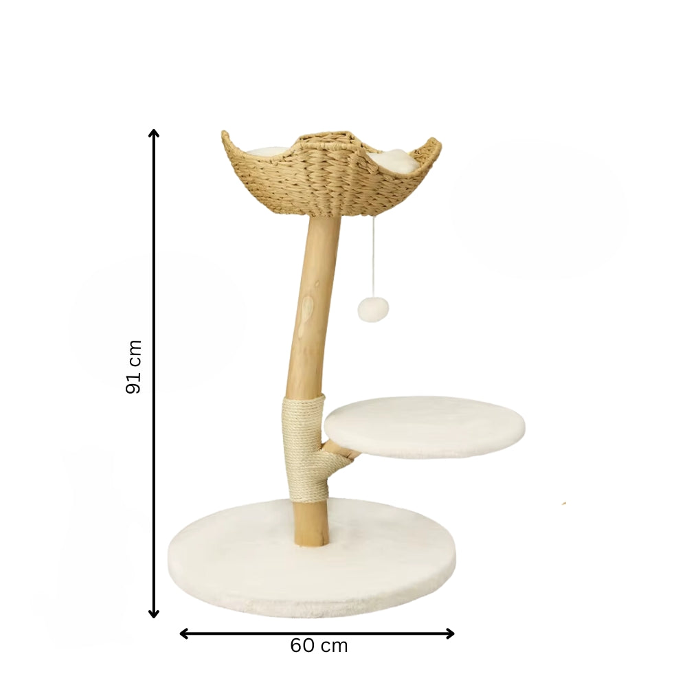 Modern Cat Tree Solid Wood Kitten Scratching Tree Activity Tower - The Grand Bazaar of Australia