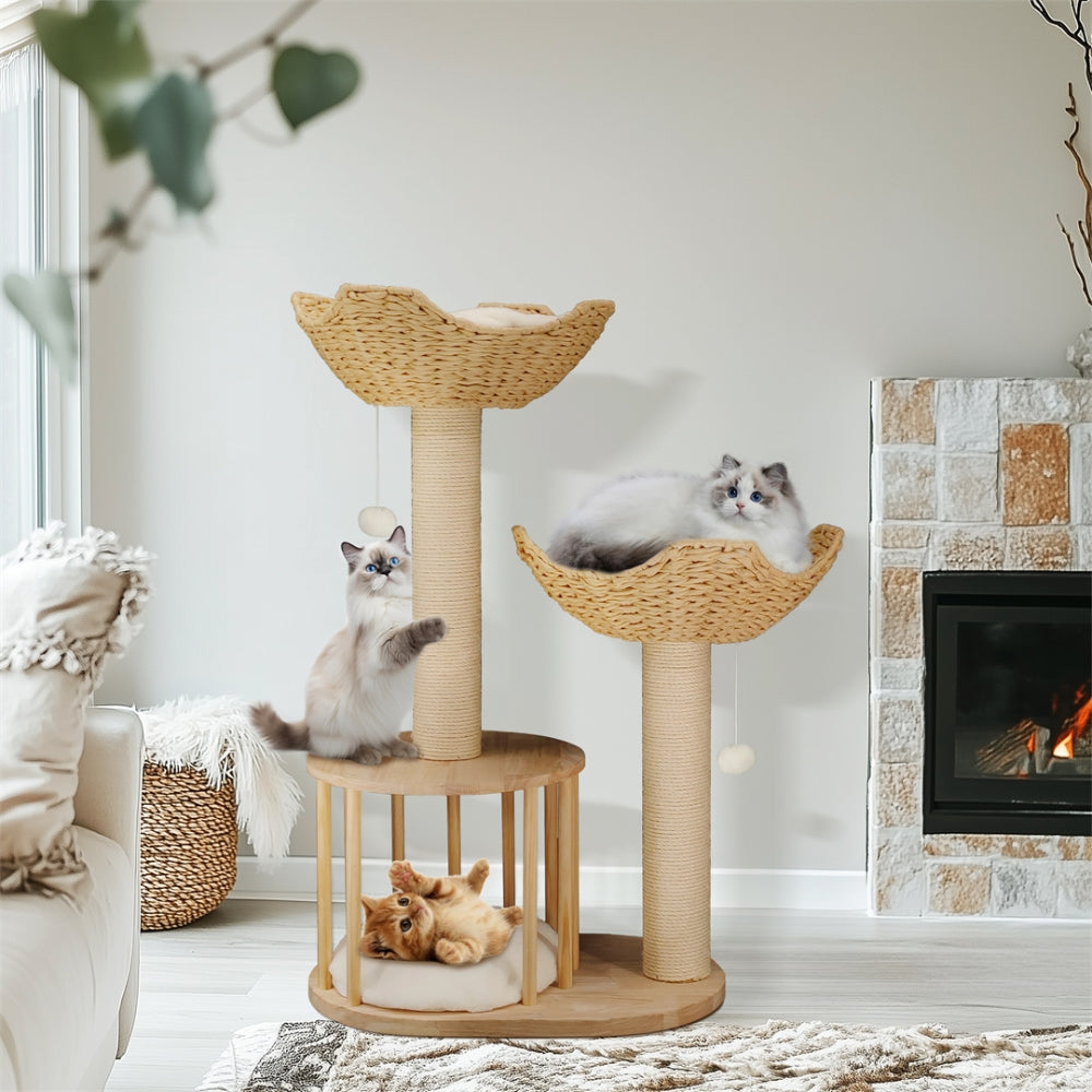 3 Tier Cat Climbing Tree Indoor Kittens Activity Center Tower with Scratching Post - The Grand Bazaar of Australia